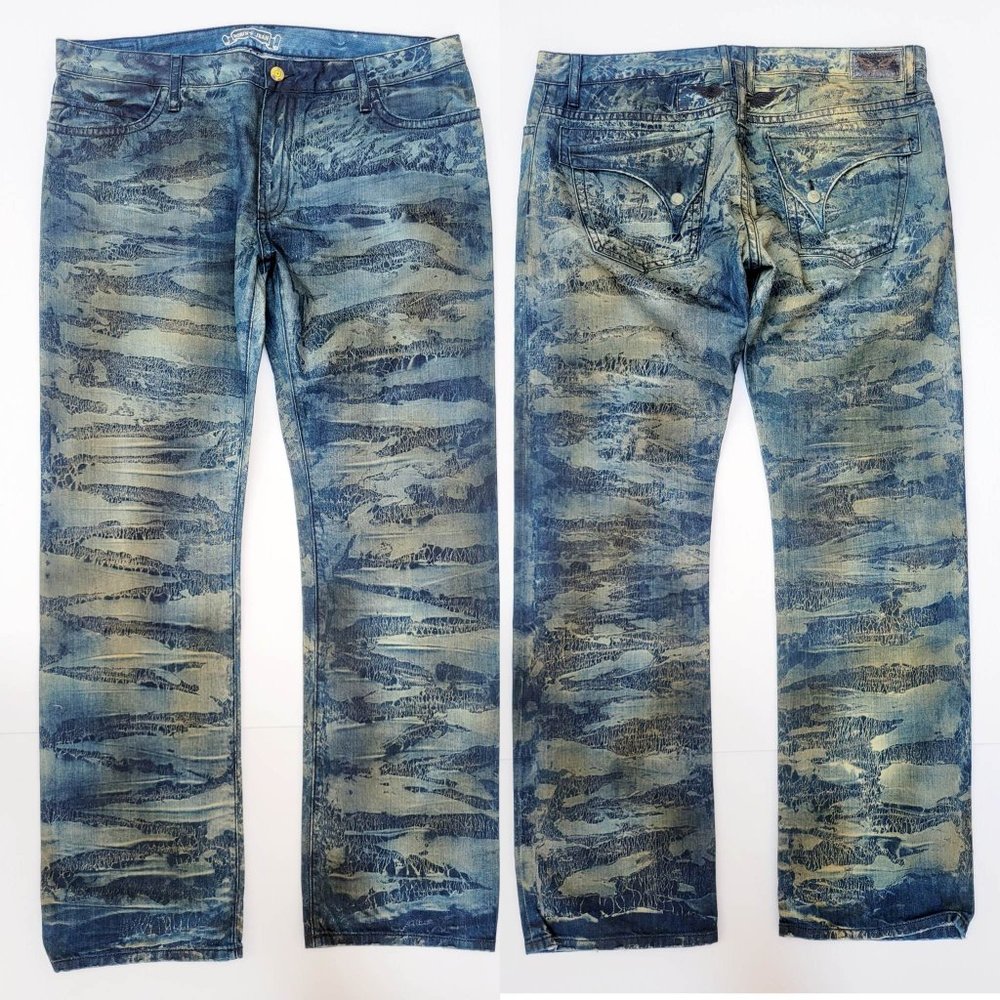 New Men's ROBIN'S JEAN sz 42 Long Flaps Straight Leg Jeans